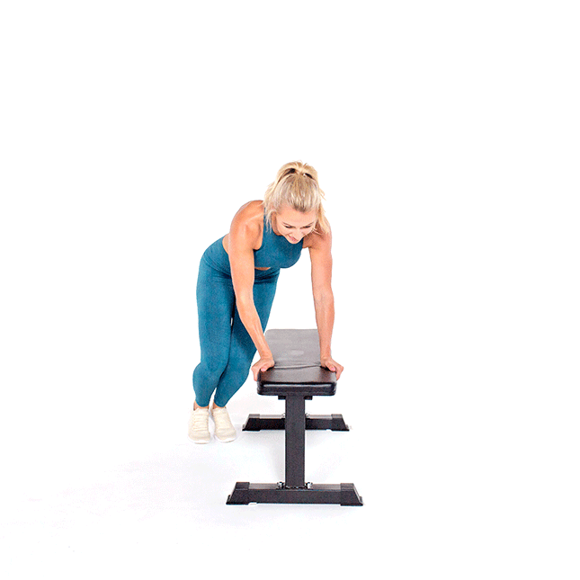 Boost your metabolism and raise your heart rate with this bench hopover exercise.